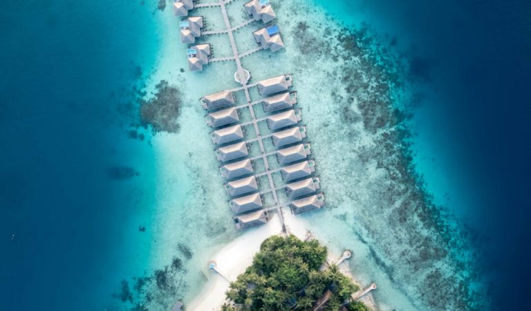 Coco Bodu Hithi Maldives Aerial Top Water Villa